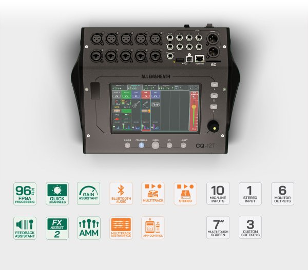 CQ-12T Digital Mixer with 7" Touchscreen and Bluetooth Connectivity